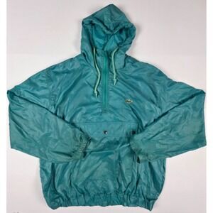 Izod Lacoste Rain Jacket Men's L Green Windbreaker Alligator‎ Outdoor Vintage